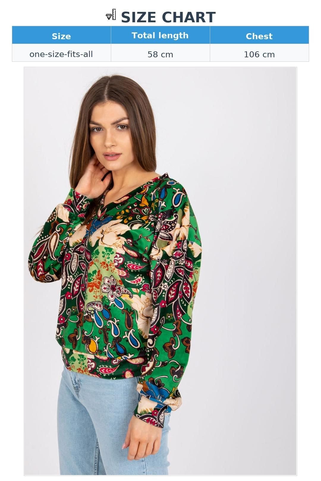 Love Lace Love Lace Women's Long Sleeve Pattern Blouse in Green - 4