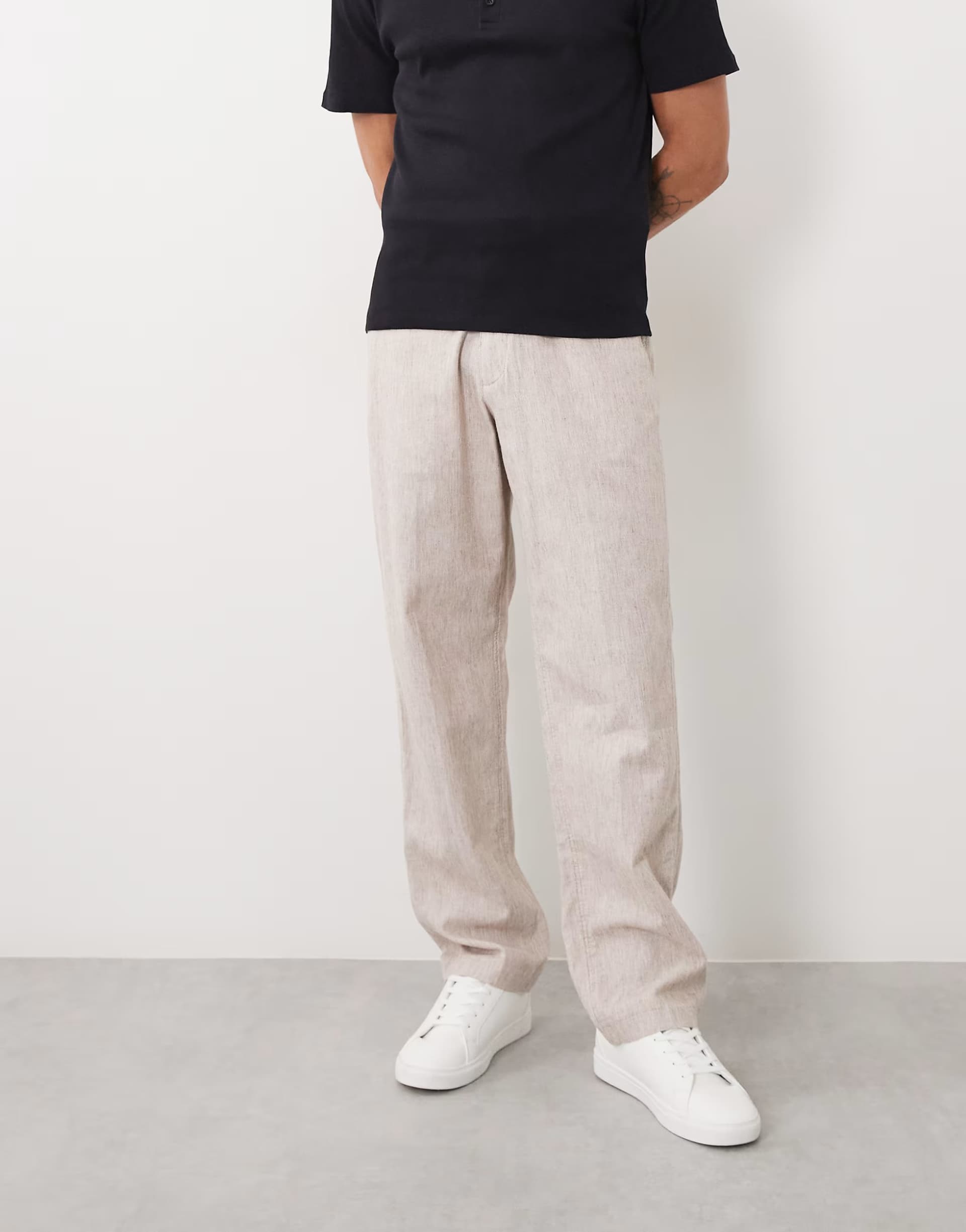 ASOS Abercrombie & Fitch Grey Cotton Linen Blend Smart Trousers