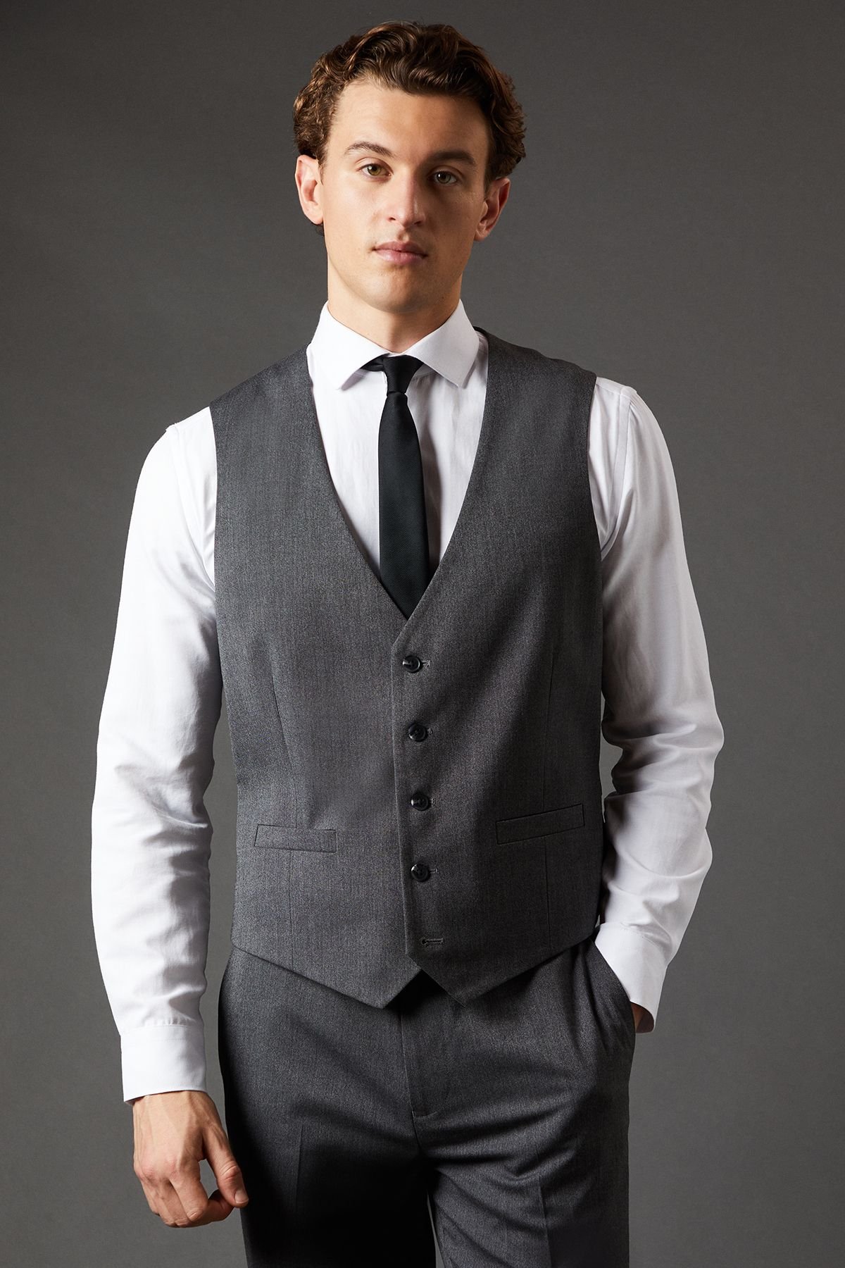 Burton Burton Men's Mid Grey Essential Waistcoat - 2