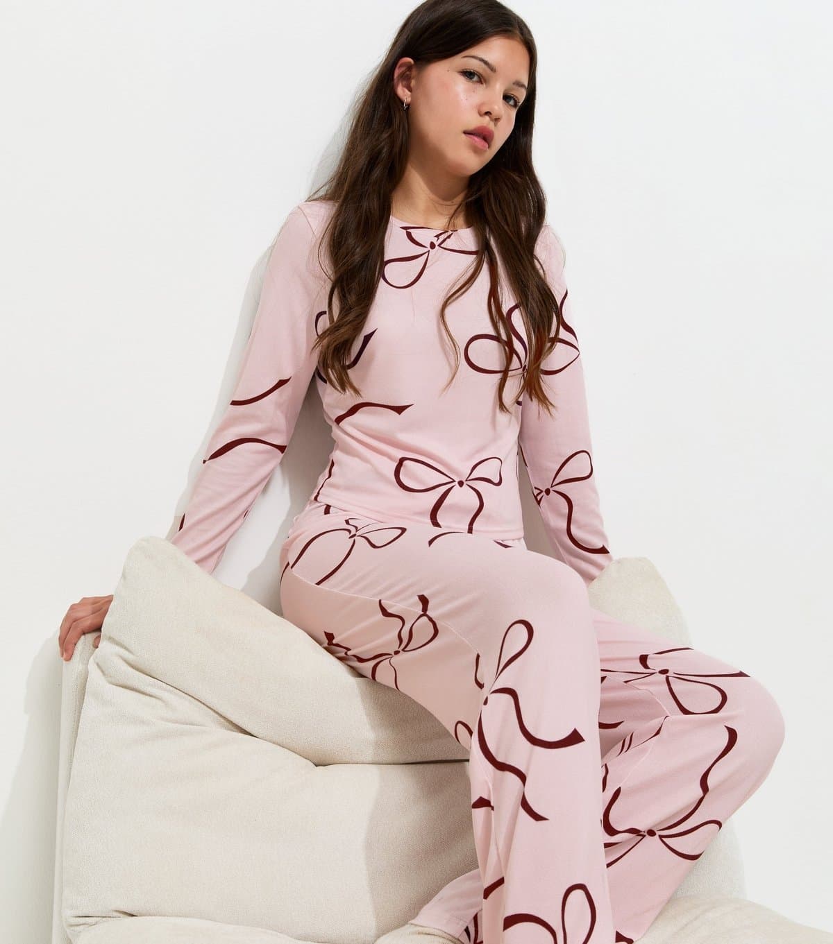 New Look Girls' Pink Bow Print Pyjama Set New Look