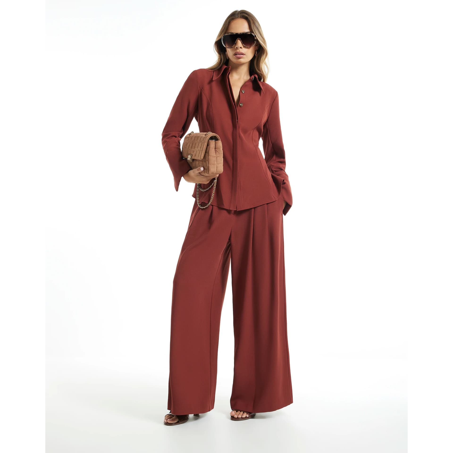 River Island River Island Womens Rust Easy Wide Leg Trousers