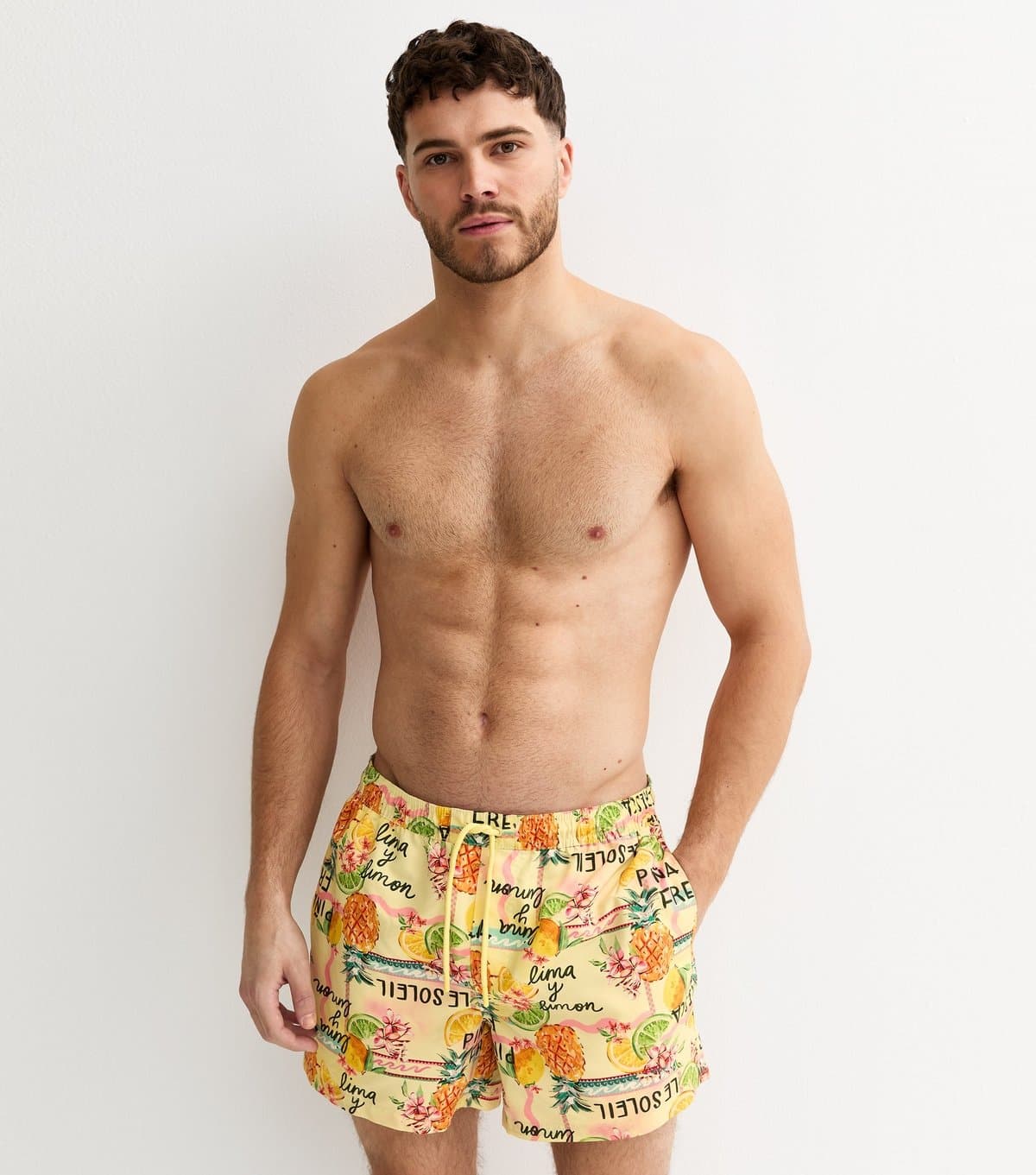New Look Men's Yellow Regular Tropical Swim Shorts New Look
