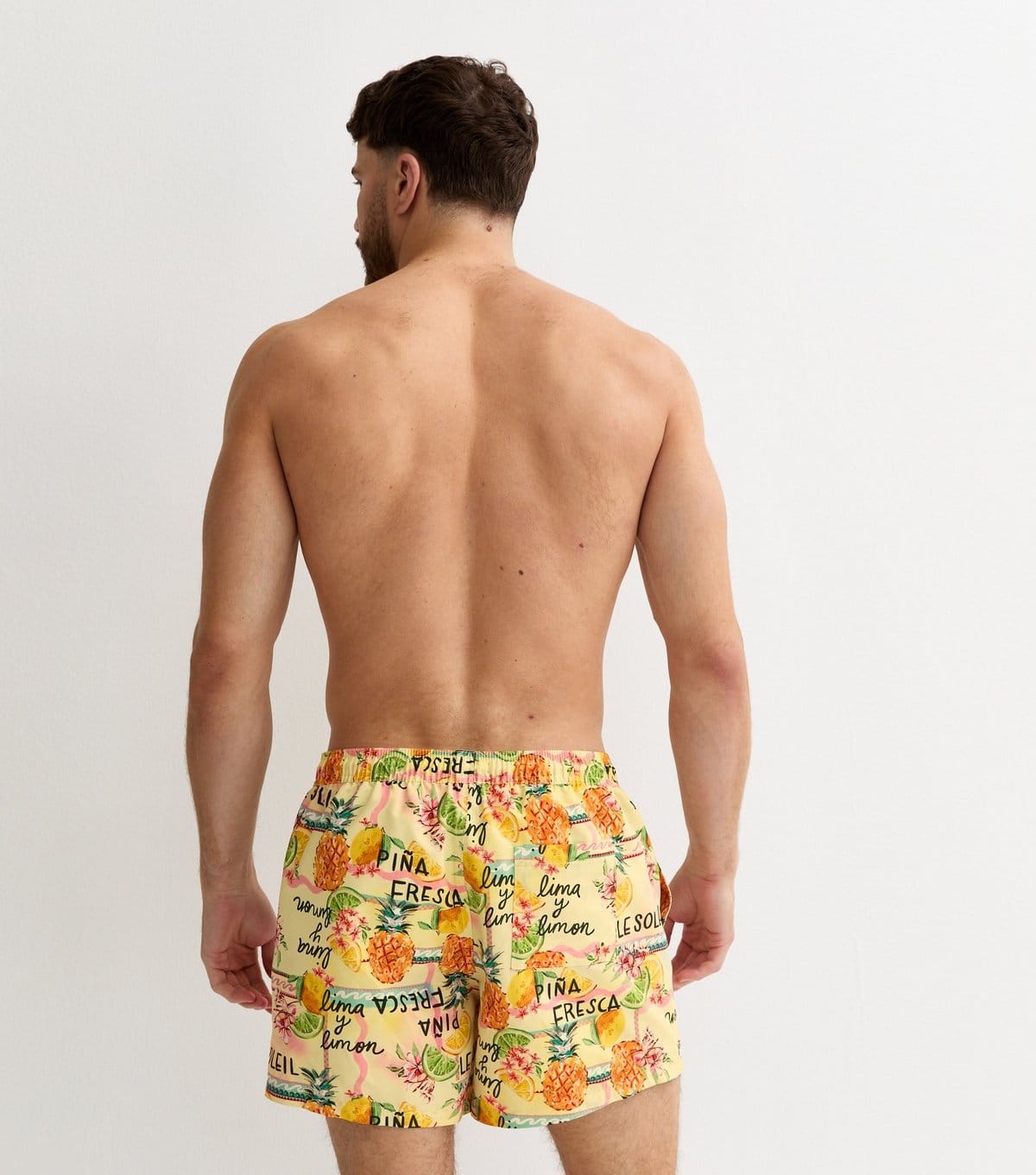 New Look Men's Yellow Regular Tropical Swim Shorts New Look - 4