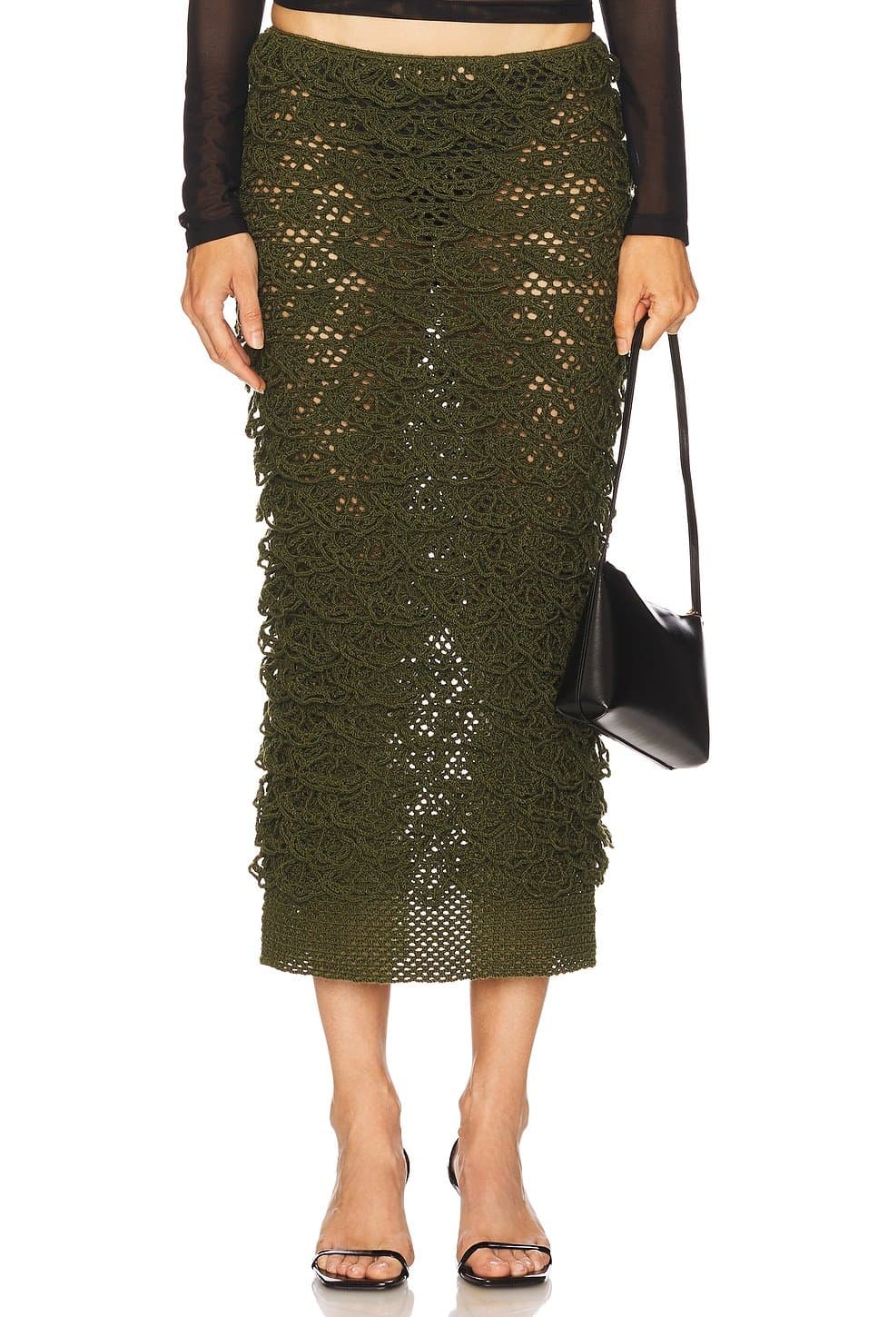 revolve Crochet Floral Midi Skirt