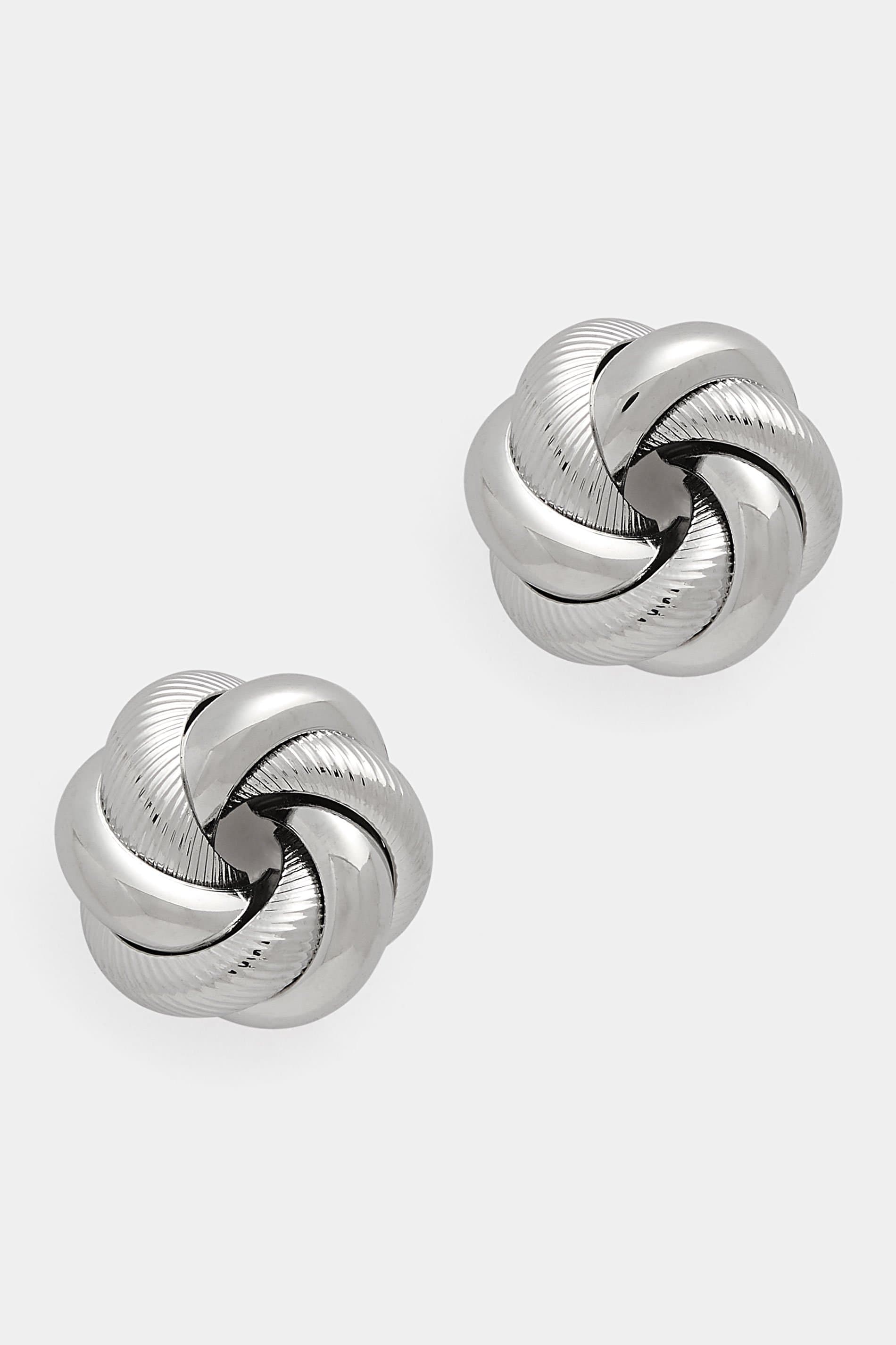 Yours Sliver Tone Twisted Knot Stud Earrings