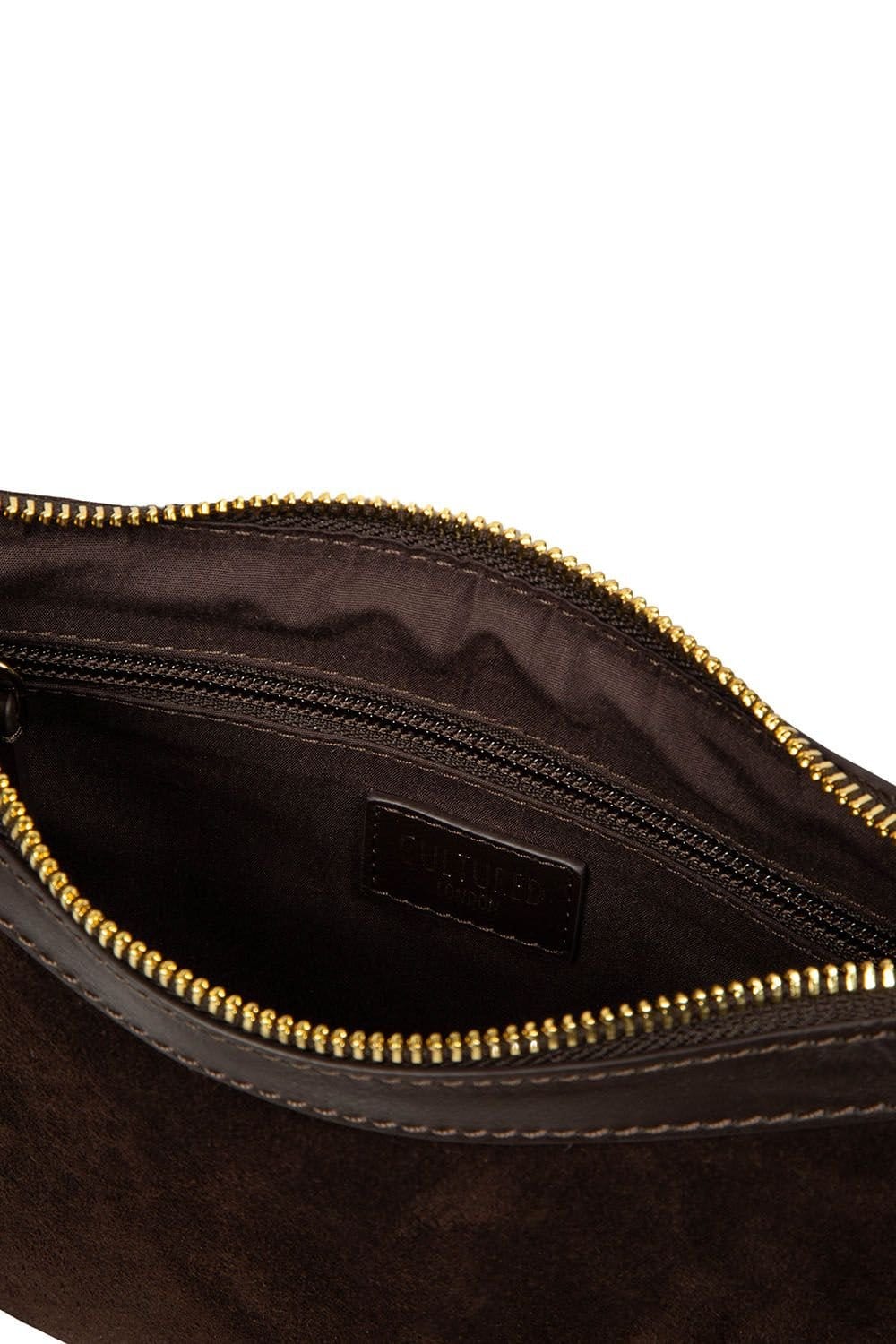 Cultured London Cultured London Women's 'Carine' Suede Cross Body Bag in Dark Brown - 4