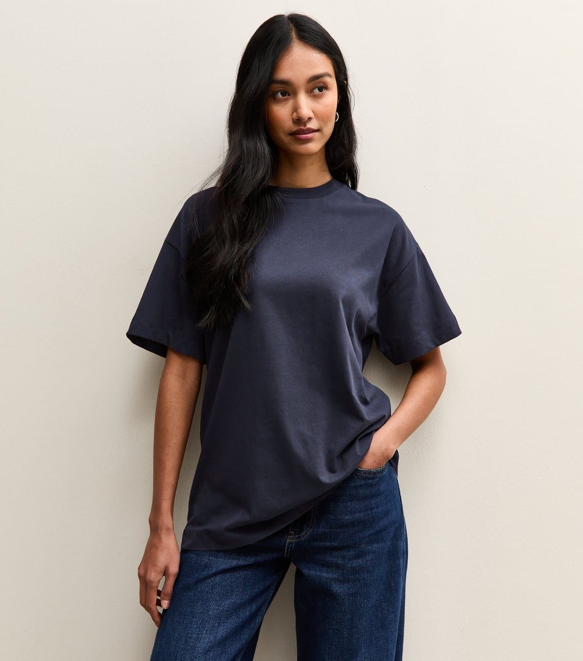 New Look Women's Navy Cotton Oversized T-Shirt New Look