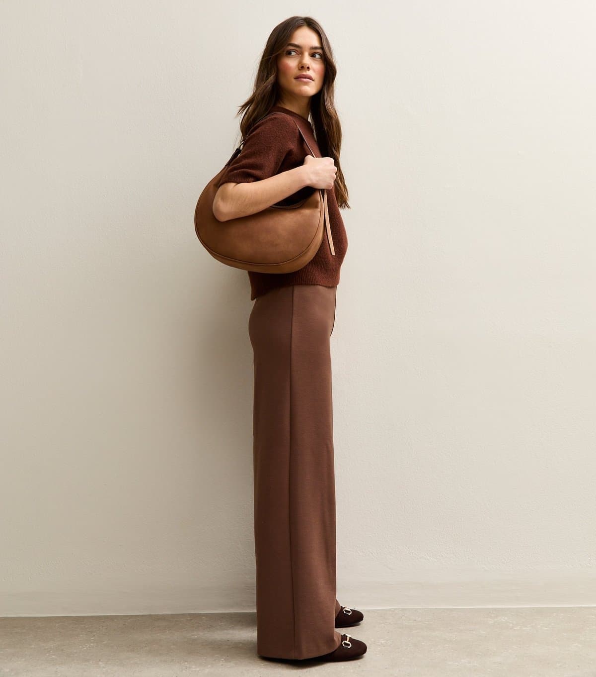 New Look Women's Petite Dark Brown Wide Leg Trousers New Look