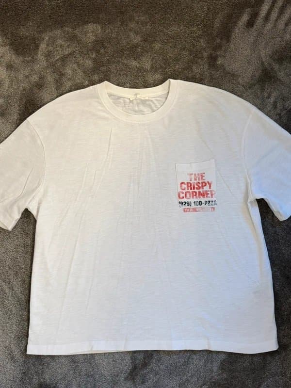 Zara Zara Boxy T-Shirt White NYC Pizza Graphic Pocket Tee