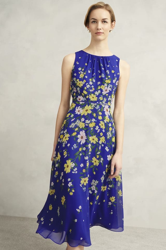 Hobbs London Hobbs London Women's Carly Floral Print Midi Dress in Royal - 3