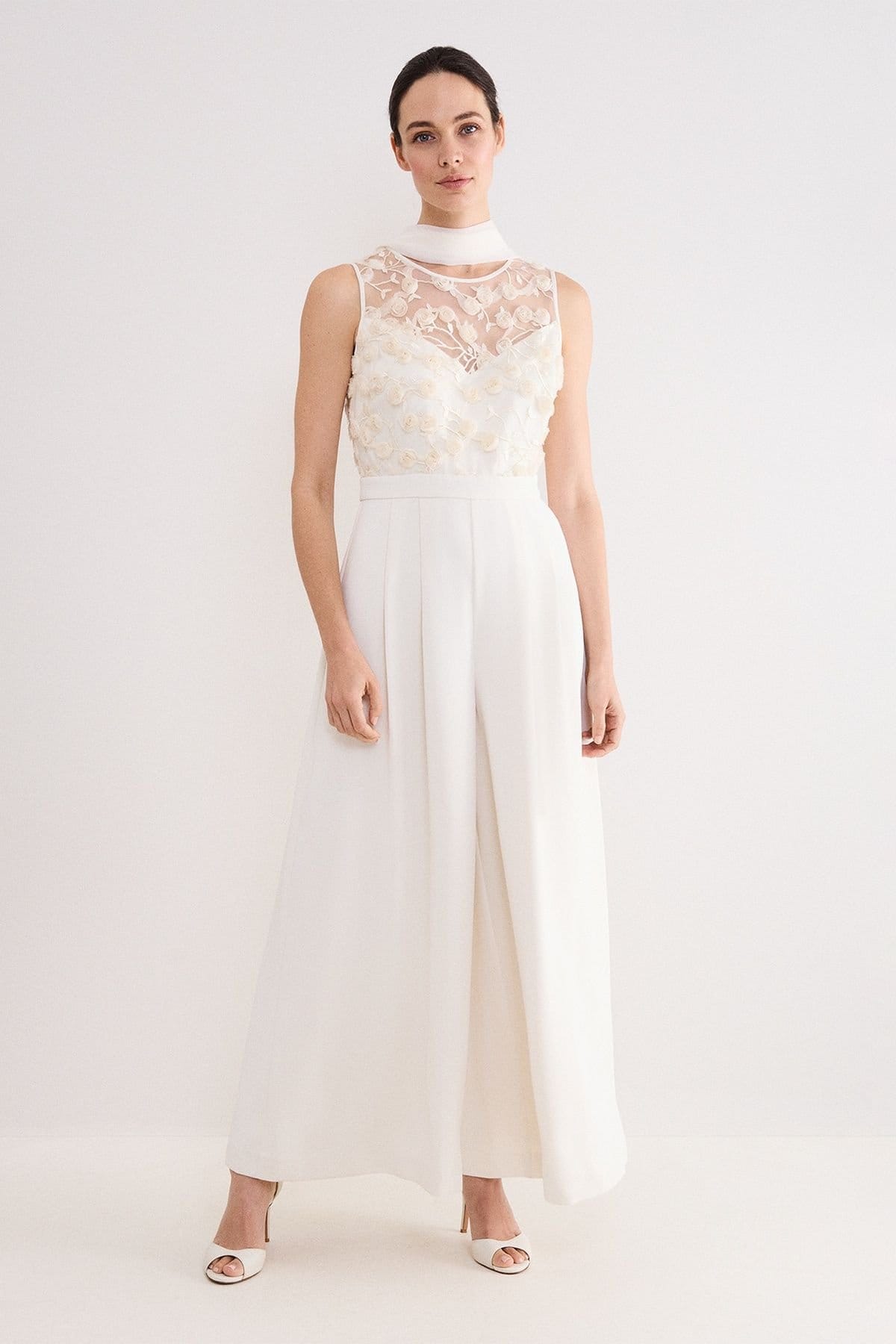 Phase Eight Warm White Embroidered Jumpsuit