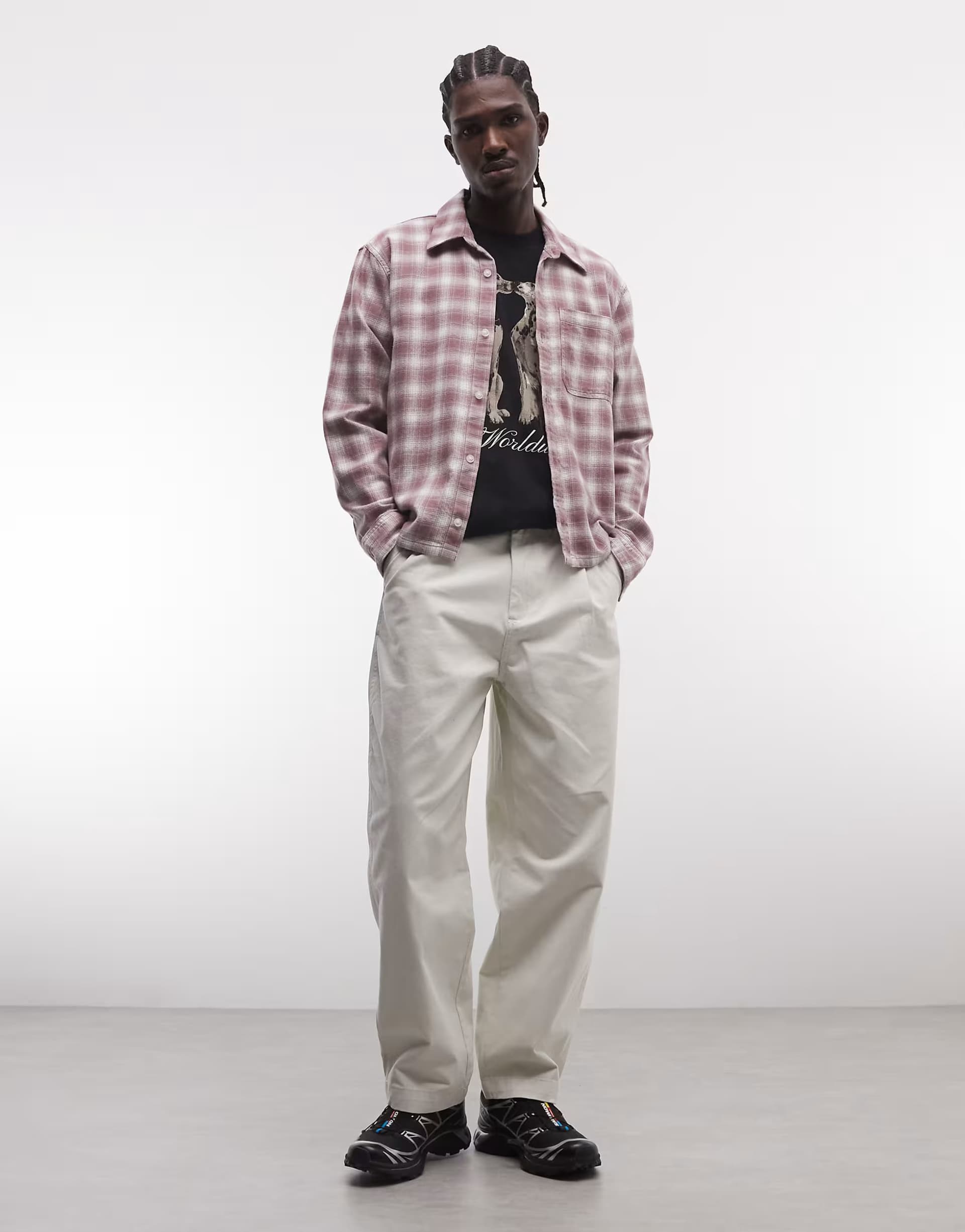 ASOS HUF cromer straight leg trousers in white