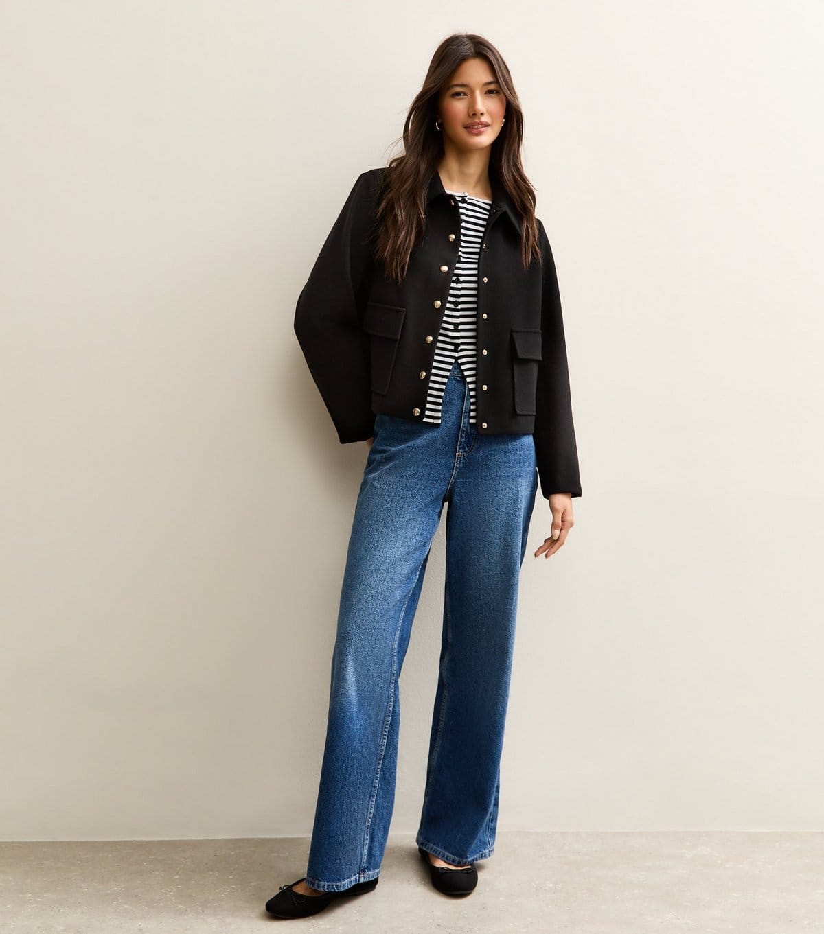 New Look Women's Black Striped Button Up Long Sleeve Top New Look - 4