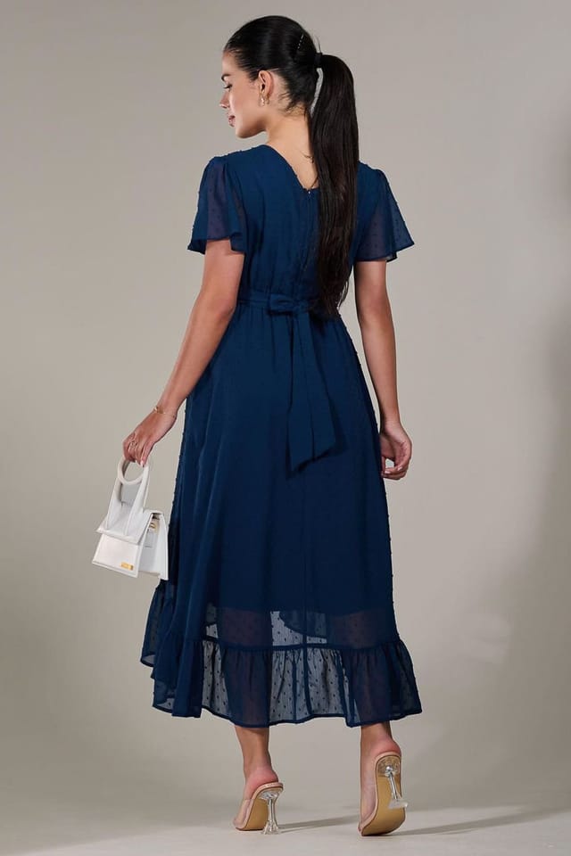 Jolie Moi Jolie Moi Women's Petite High-Low Midaxi Dress in Navy - 2