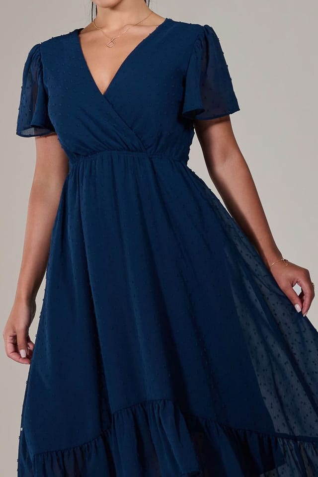 Jolie Moi Jolie Moi Women's Petite High-Low Midaxi Dress in Navy - 3