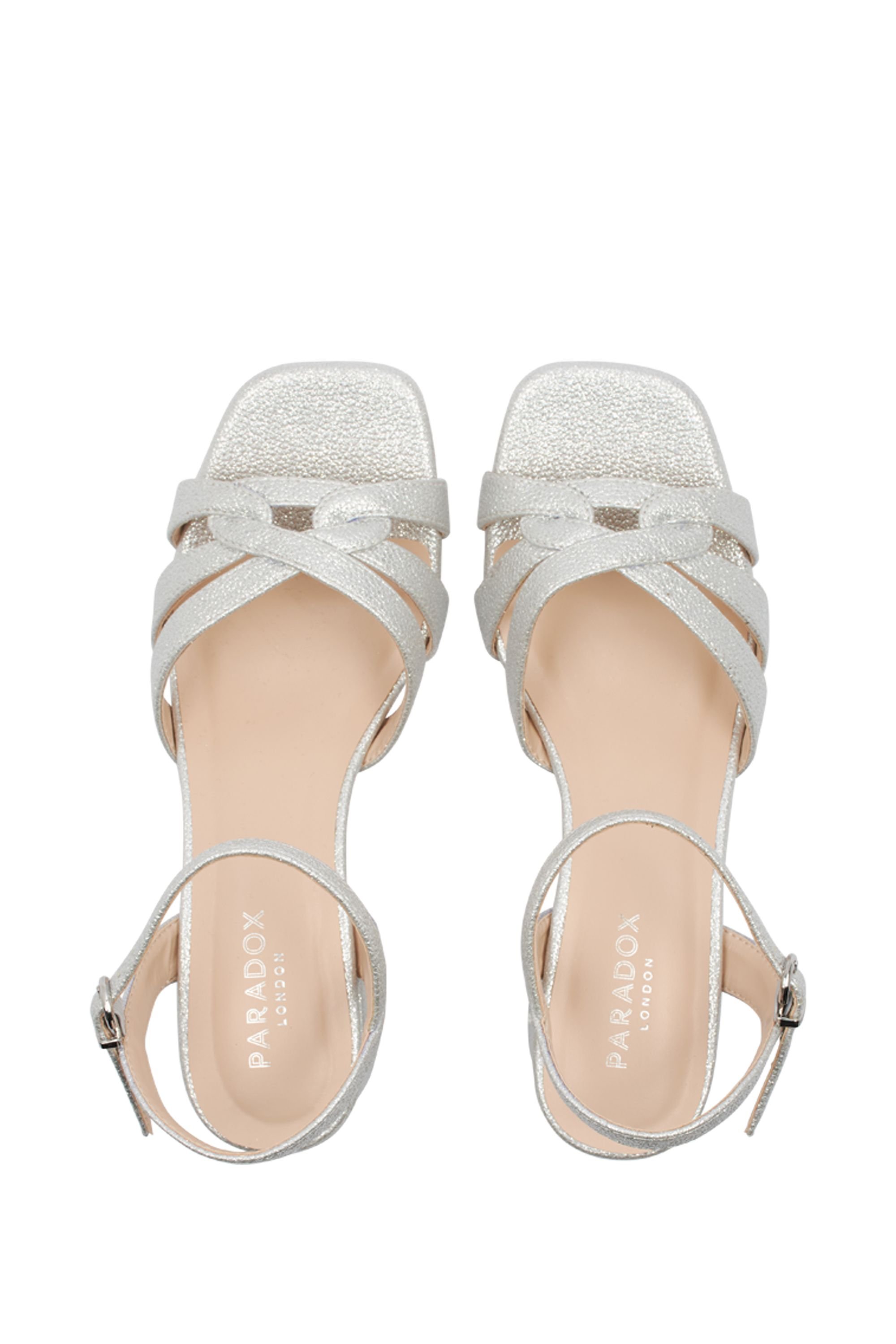 Paradox London Paradox London Women's 'Marcia' Faux Leather Block Heel Sandal in Silver - 3