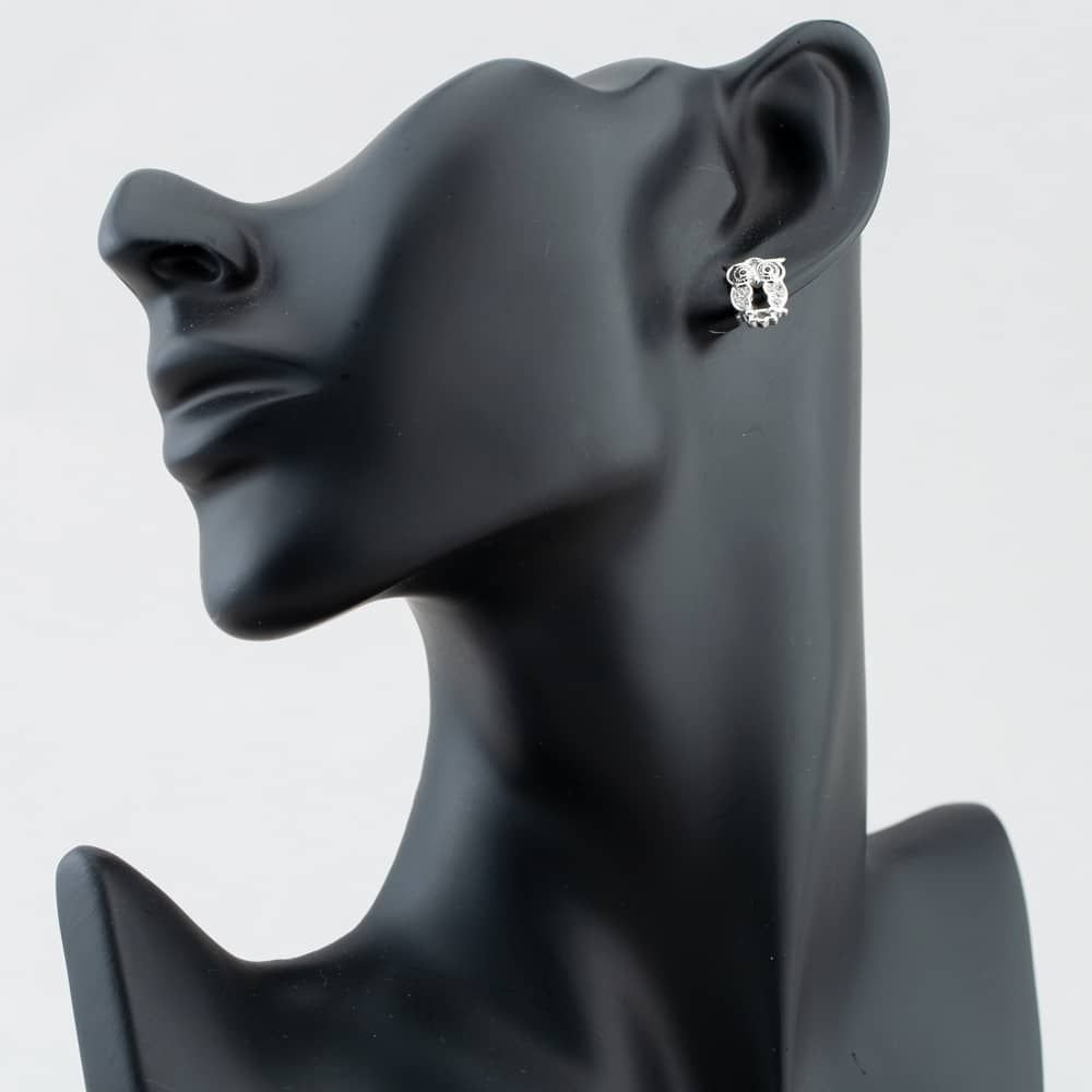 T.H.Baker T.H.Baker Women's Silver Cubic Zirconia Owl Stud Earrings E615090 - 3