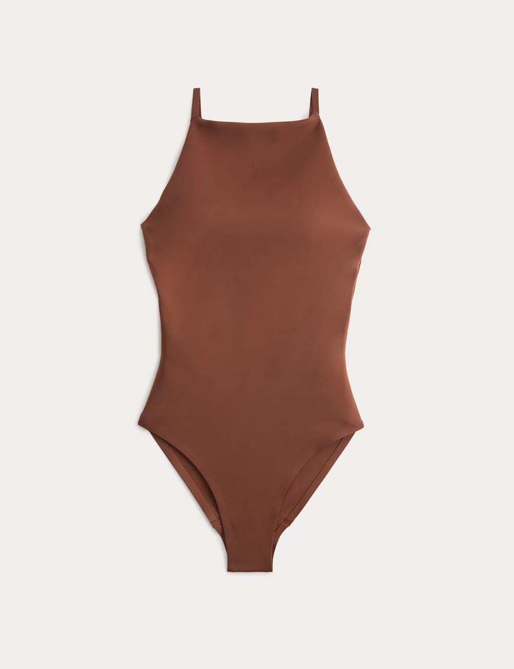 Marks & Spencer M&S Bonded High Neck Swimsuit Chestnut