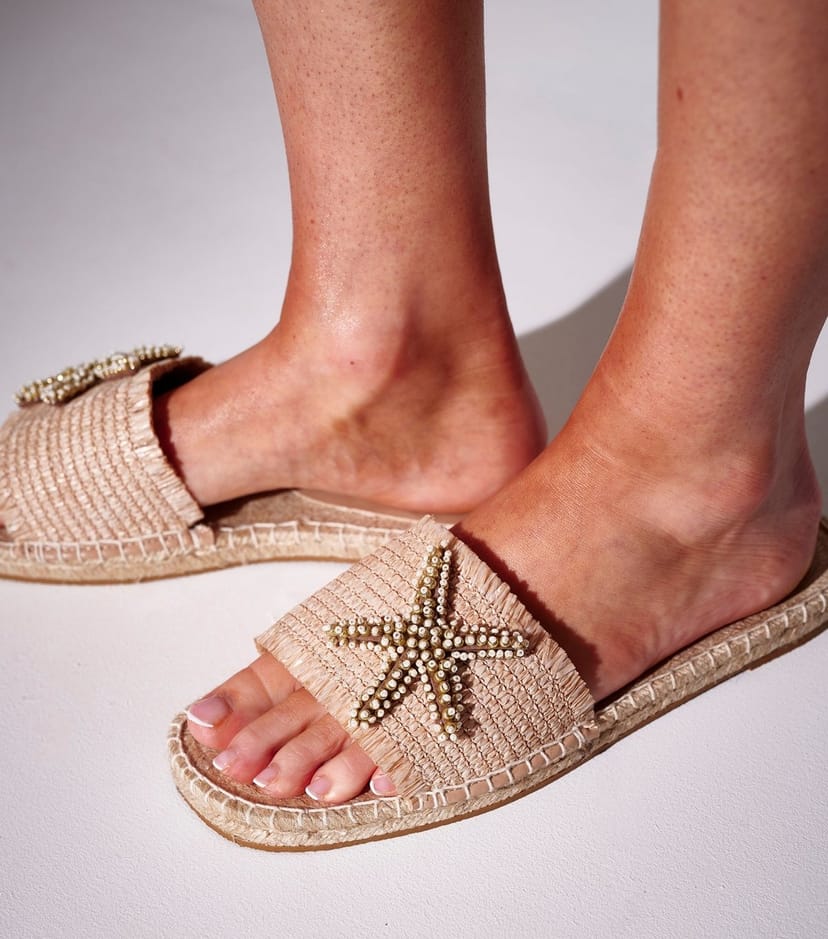 South Beach Women's Stone Beaded Starfish Espadrille Mules South Beach New Look - 1