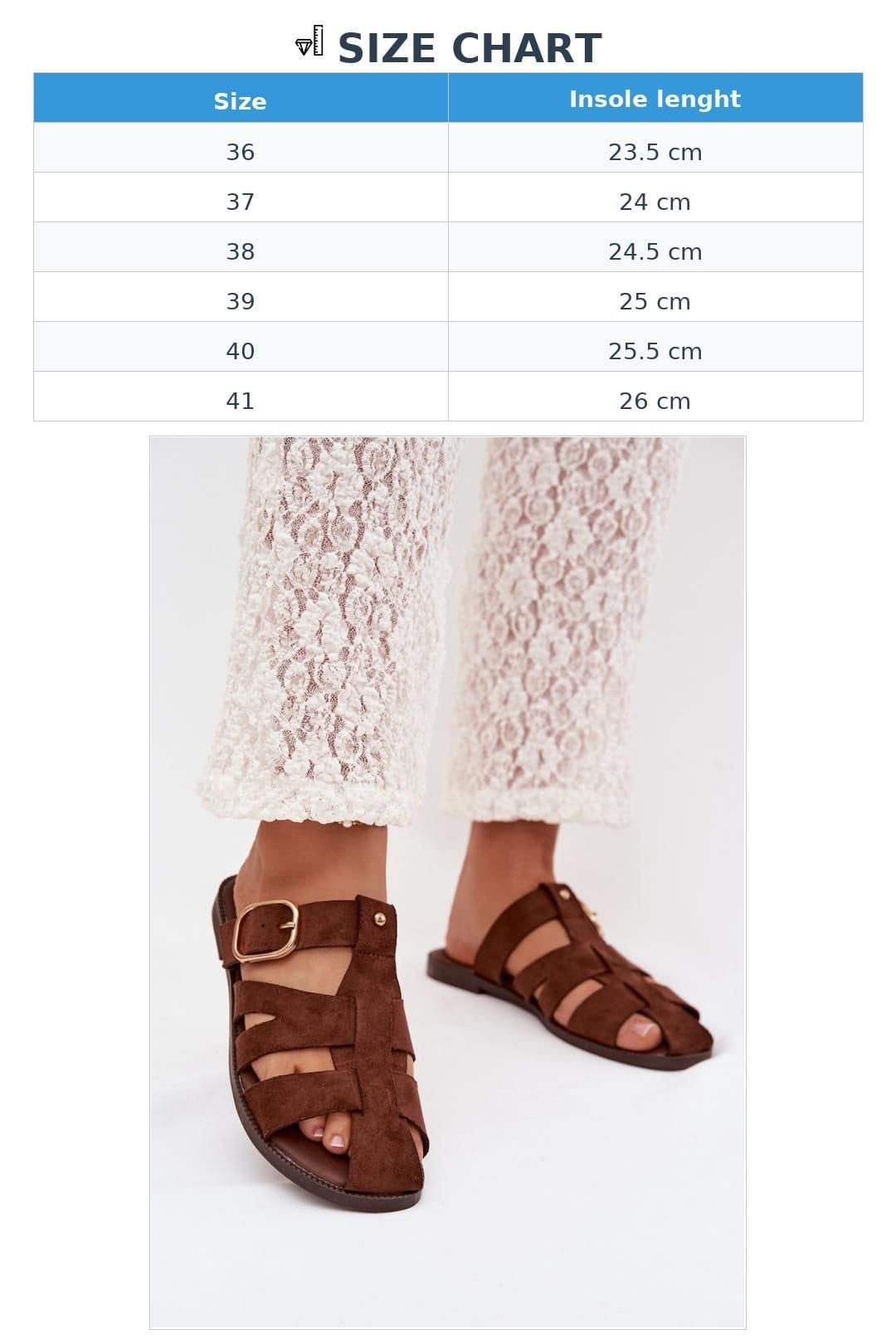 Love Lace Love Lace Women's Comfort Flat Heel Suede Sandal Slippers With Buckle Strap in Brown - 4