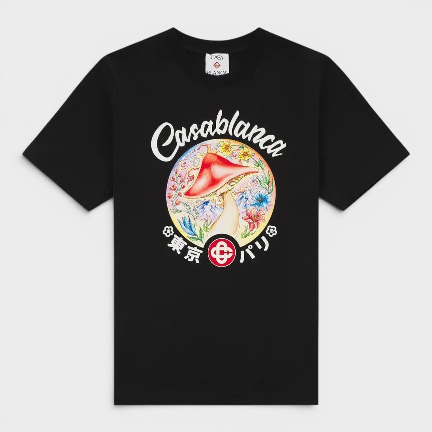 Casablanca Men's Mushroom Emblem Printed T-Shirt Black