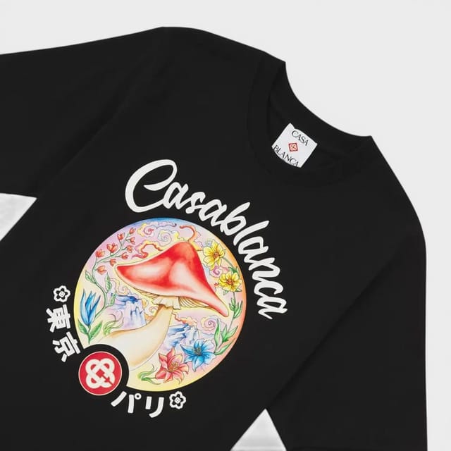 Casablanca Casablanca Men's Mushroom Emblem Printed T-Shirt Black - 3