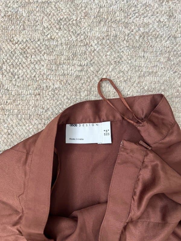 ASOS Brown silk and lace skirt