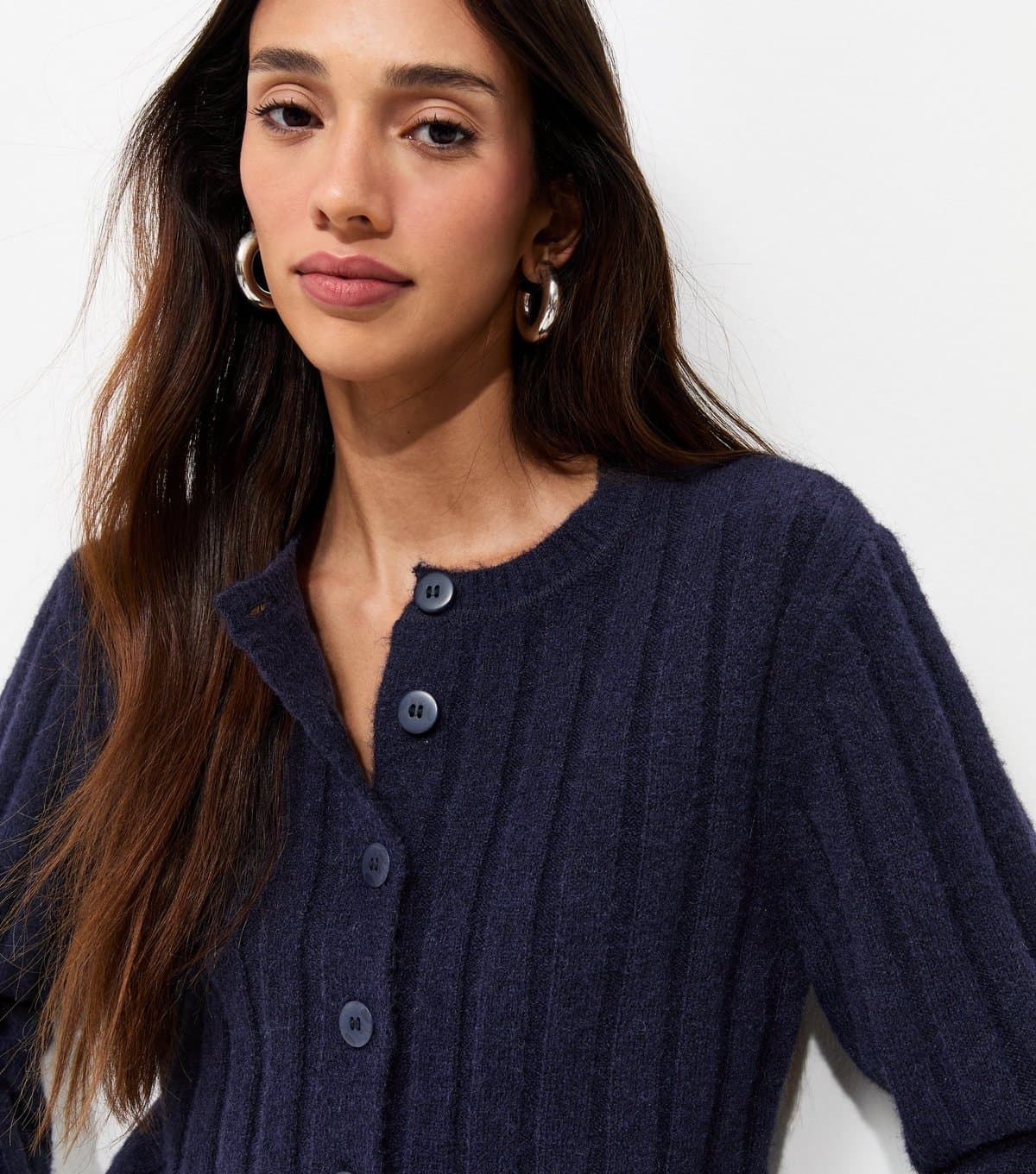 New Look Women's Navy Wide Rib Meet The Jean Cardigan New Look