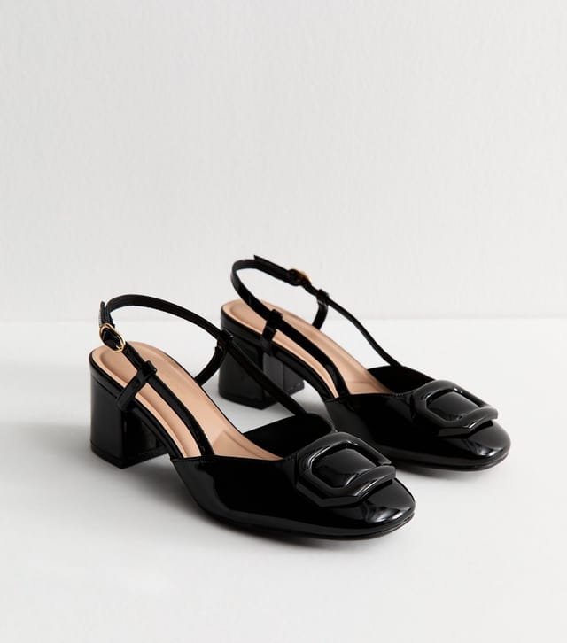 New Look Women's Black Buckle Front Slingback Sandals Vegan New Look - 2