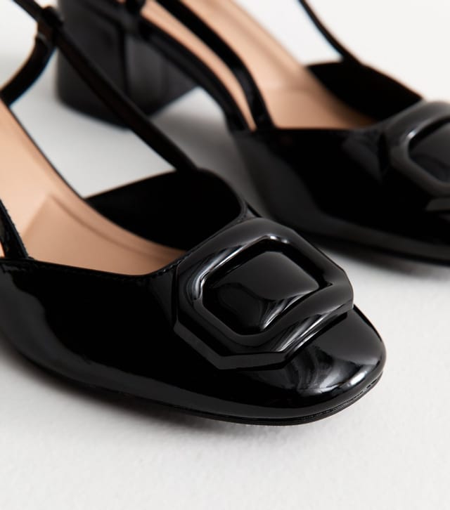 New Look Women's Black Buckle Front Slingback Sandals Vegan New Look - 3