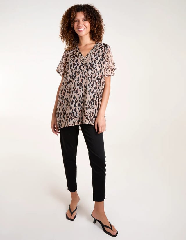 Blue Vanilla V Neck Animal Blouse - 2