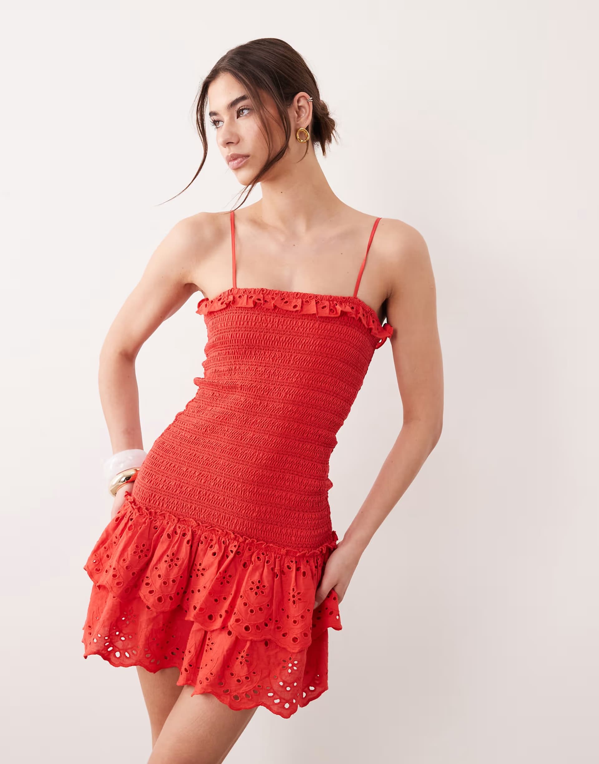 ASOS Iisla & Bird ruched mini beach dress in red