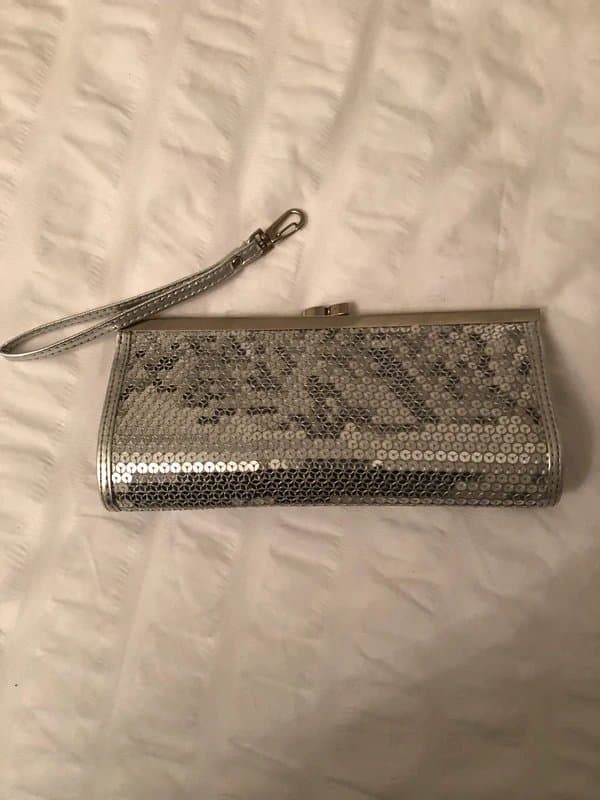 New Look Silver sequin clutch bag
