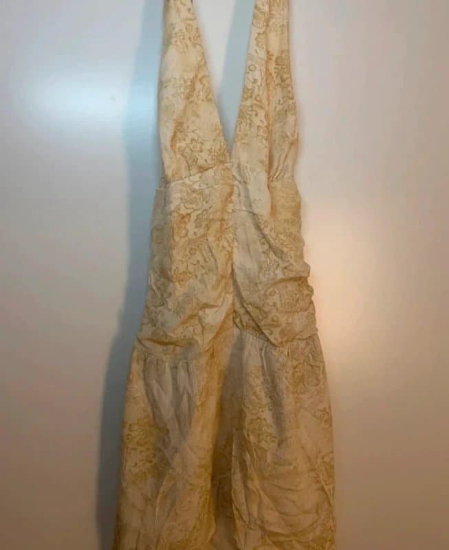 Bershka Bershka yellow paisley print chiffon mini halterneck dress