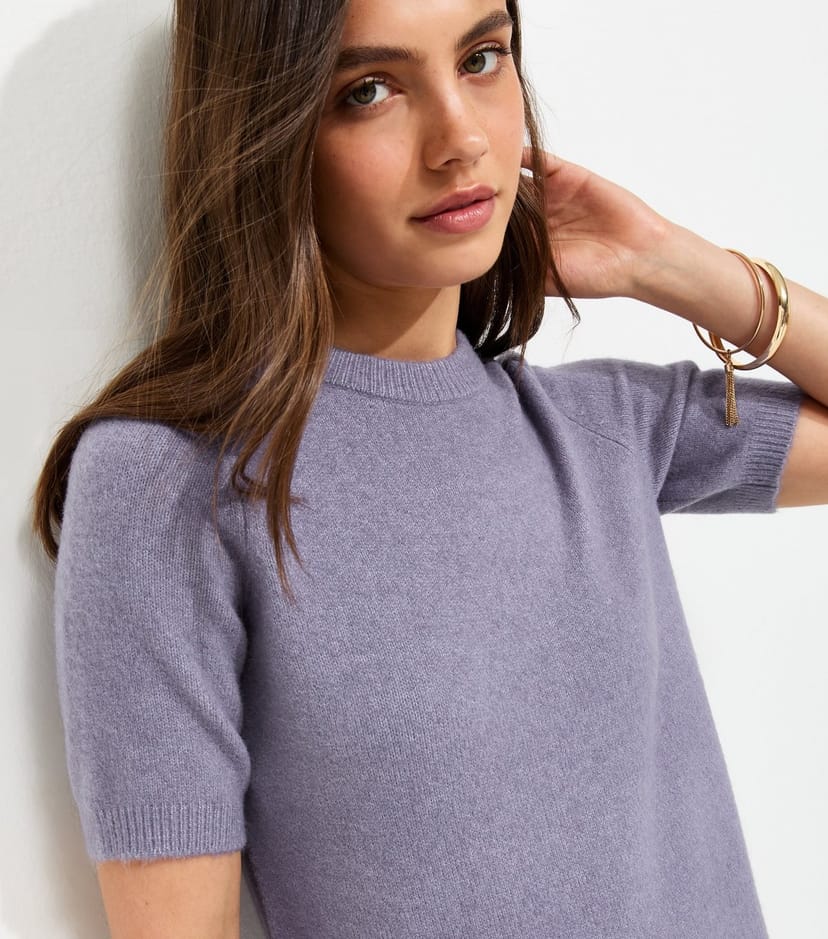 New Look Women's Light Purple Short Sleeve Midweight Knit T-Shirt New Look - 1