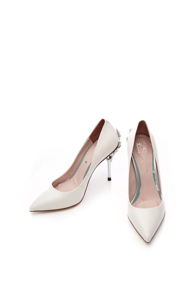 Moda In Pelle Moda In Pelle Women's 'Illari' Leather Court Shoes in Off-White - 2