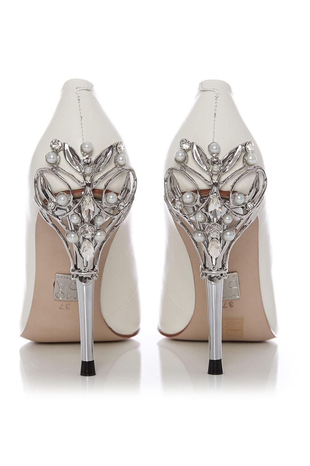 Moda In Pelle Moda In Pelle Women's 'Illari' Leather Court Shoes in Off-White - 4