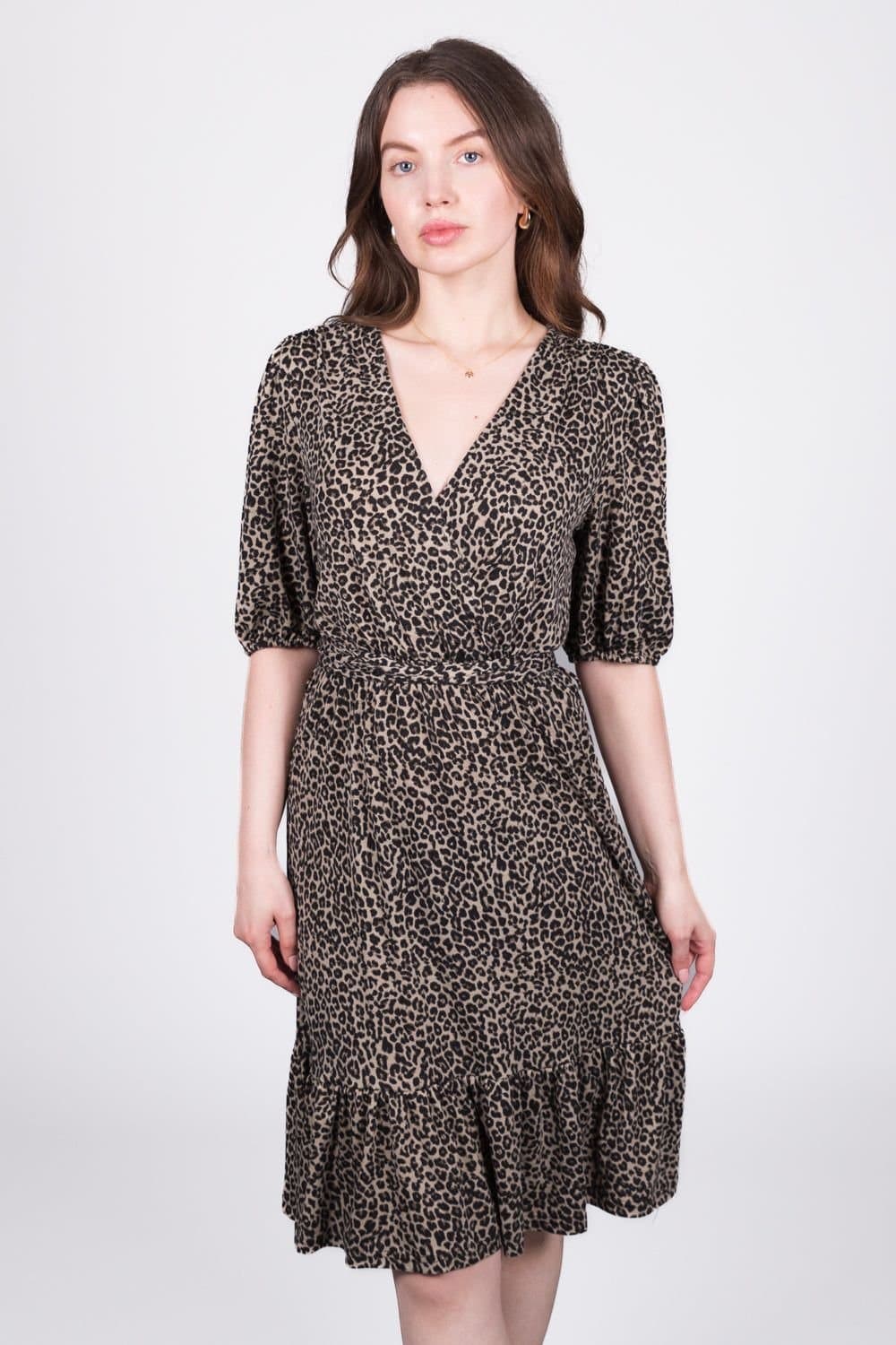 SOLO SOLO Chocolate Leopard Print Wrap Dress