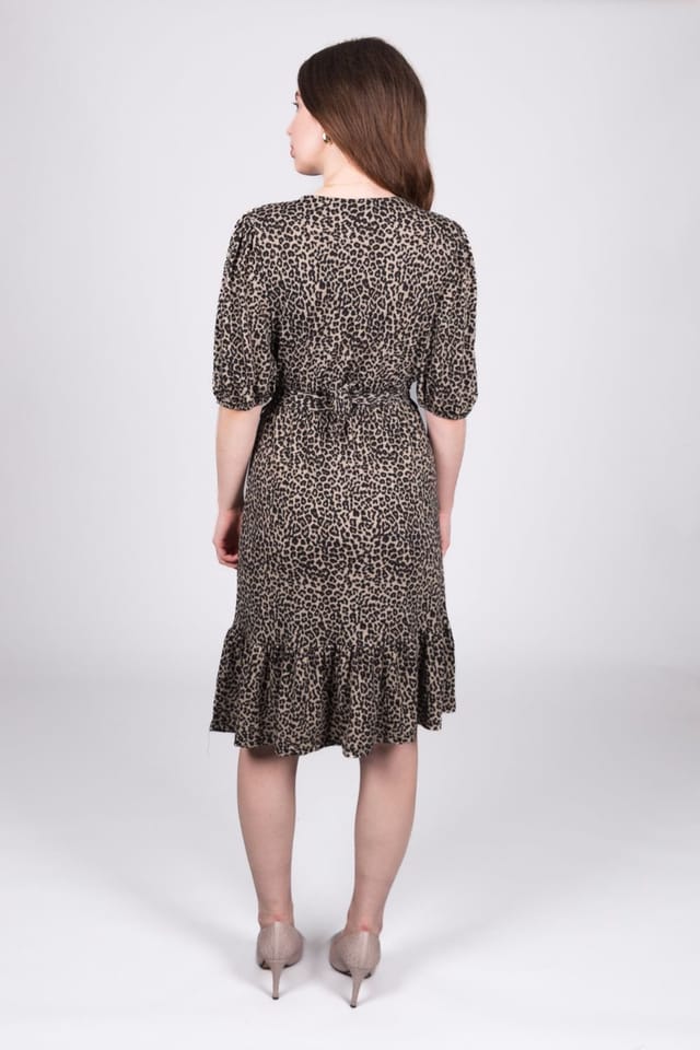 SOLO SOLO Women's Animal Print Wrap Dress in Chocolate - 3