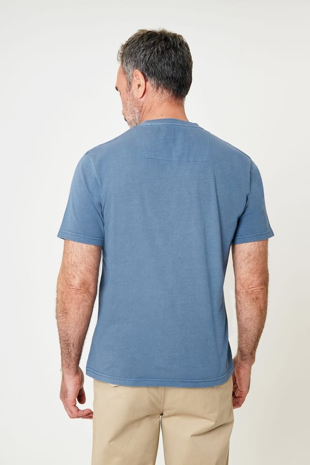 Saltwell Saltwell Men's Garment Dye Cotton Jersey Crew Neck T-Shirt in Dark Blue - 2