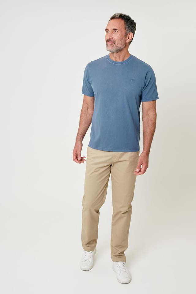 Saltwell Saltwell Men's Garment Dye Cotton Jersey Crew Neck T-Shirt in Dark Blue - 3