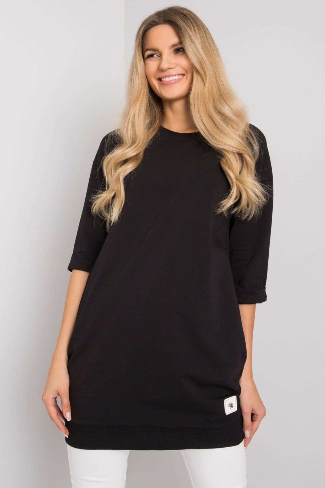 Love Lace Love Lace Women's Extended Cut 3/4 Sweatshirt Dress in Black - 1