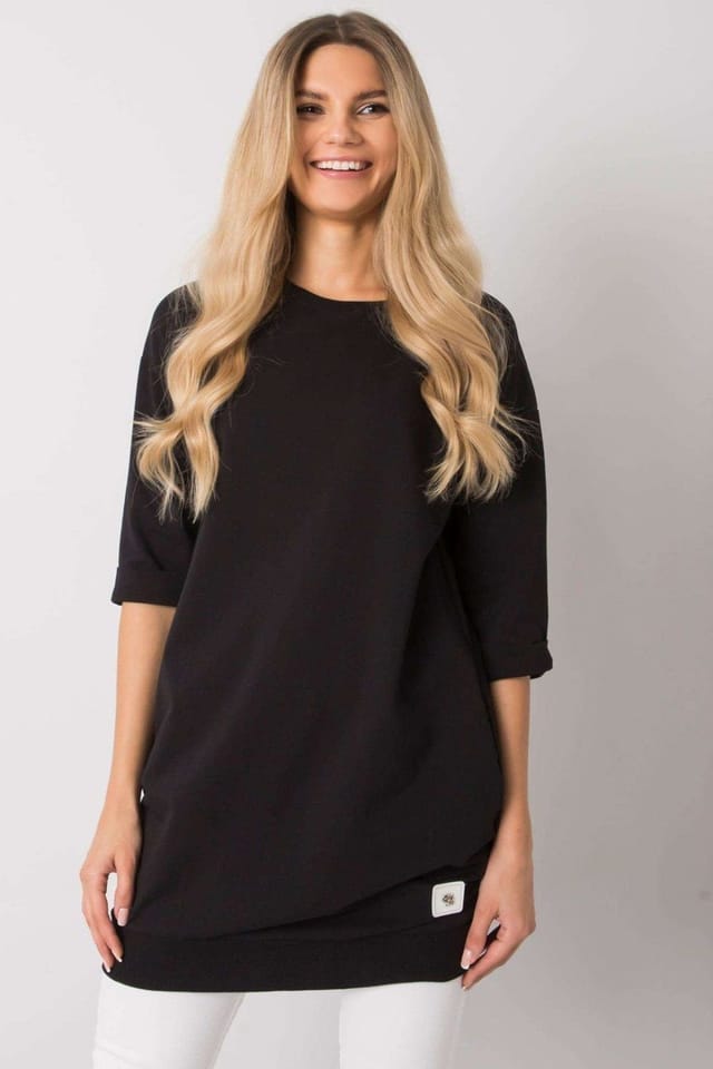 Love Lace Love Lace Women's Extended Cut 3/4 Sweatshirt Dress in Black - 2