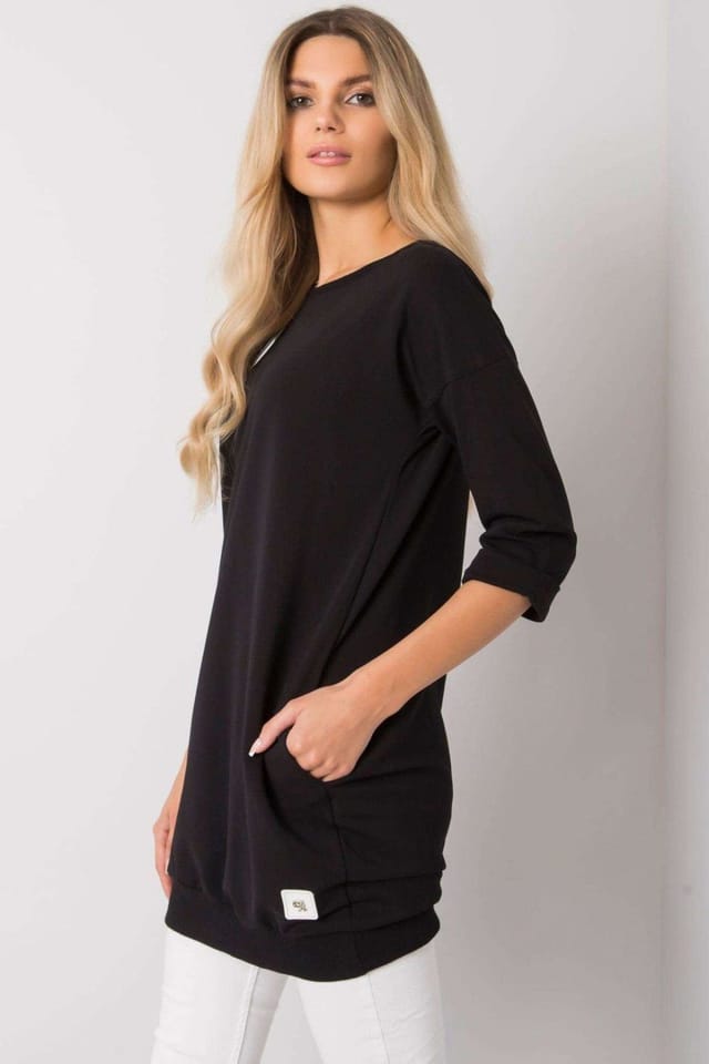 Love Lace Love Lace Women's Extended Cut 3/4 Sweatshirt Dress in Black - 3
