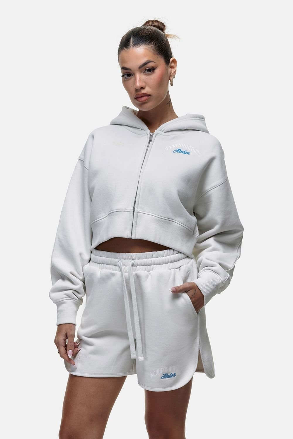 Good For Nothing Good For Nothing White Fleece Zip-Through Hoodie