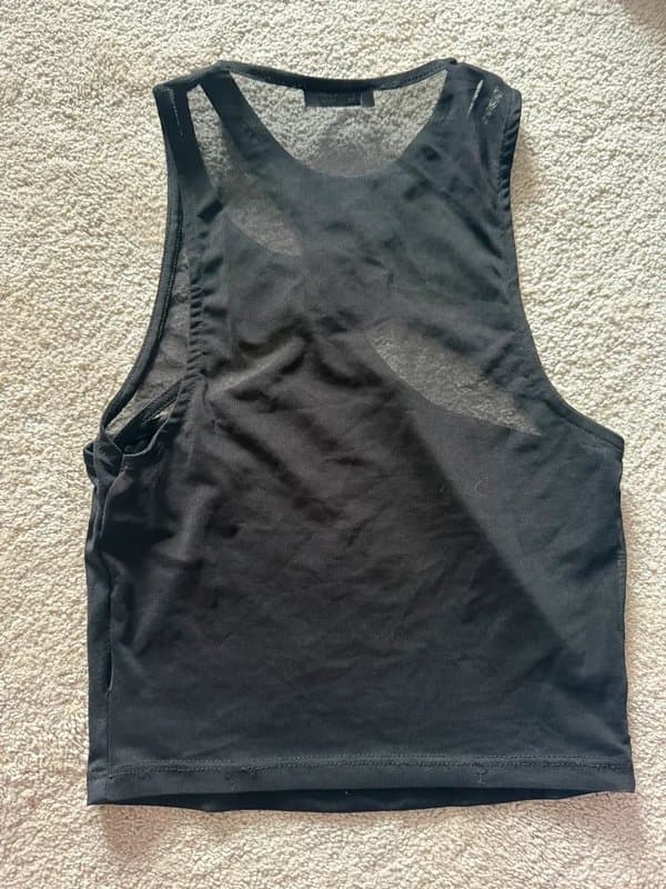 Bershka Bershka Black Cut Out Mesh Top