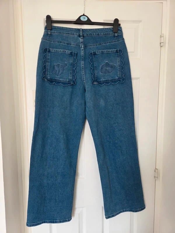 Never Fully Dressed Never Fully Dressed Blue Straight Leg Jeans - UK 14