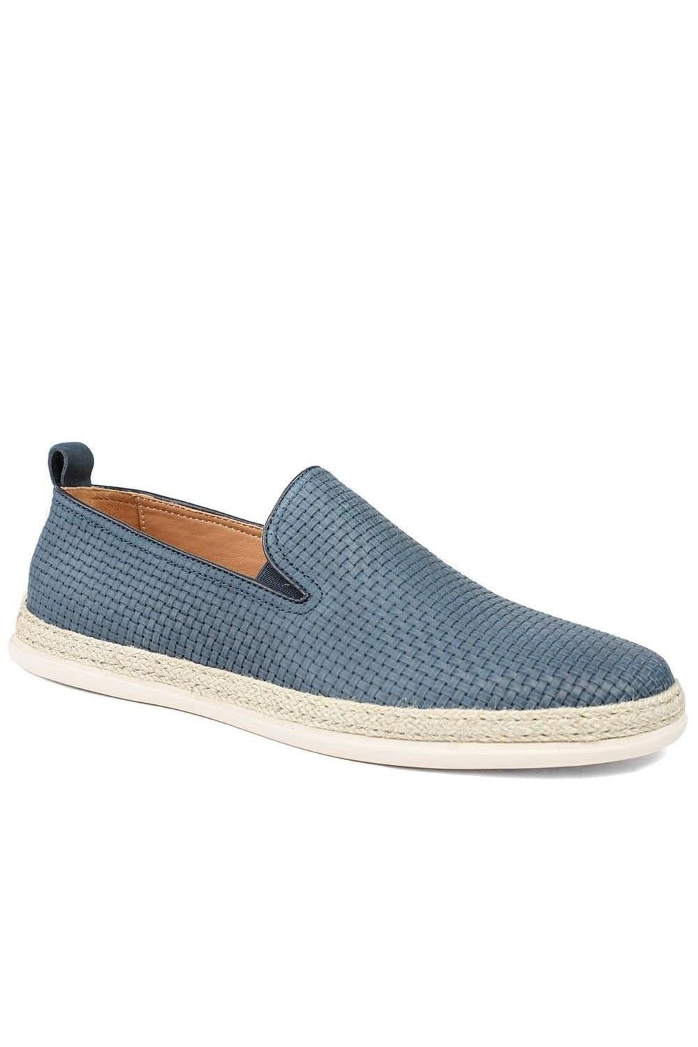 Jones Bootmaker Jones Bootmaker Men's Quince Leather Espadrille Slip On Shoes in Navy