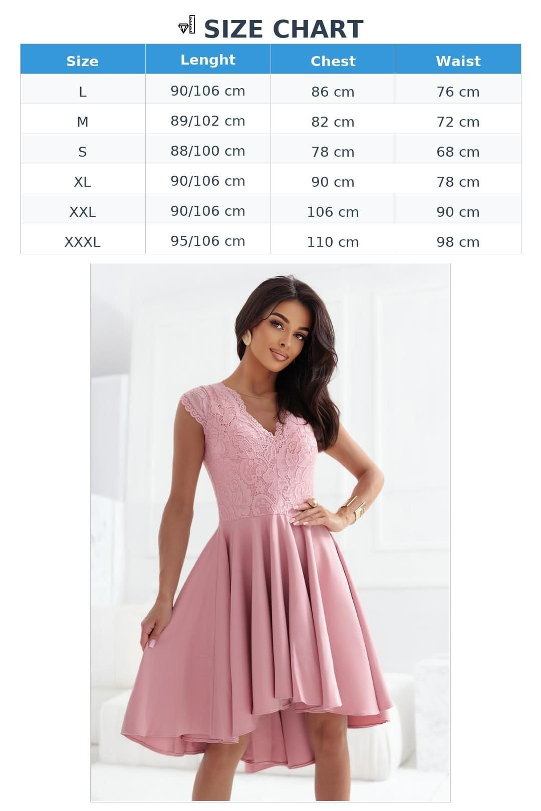 Love Lace Love Lace Women's Romantic Lace V Neck Evening Dress in Pink - 4