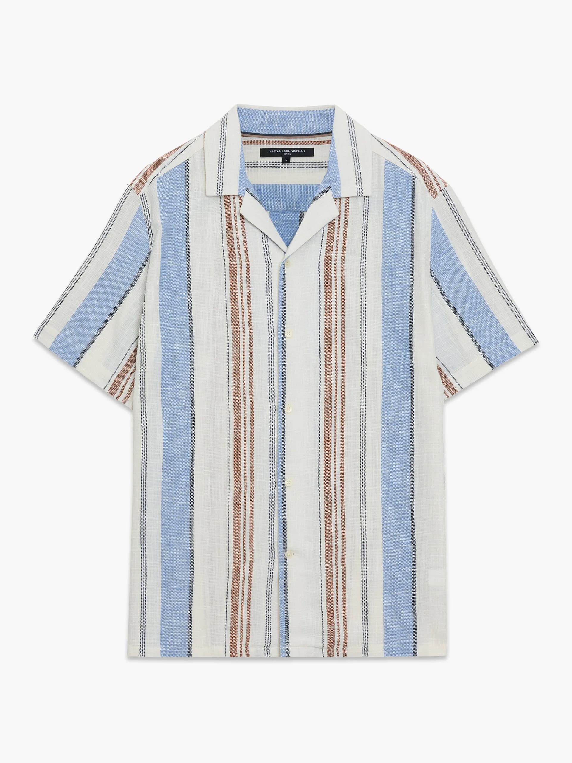 French Connection Short Sleeve Multi Stripe Revere Collar Shirt Multicoloured Stripe